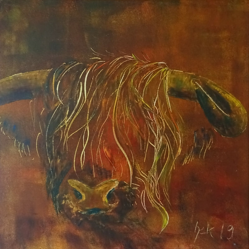 Highlandcattle Stier Acrylmalerei Portraits ab Foto